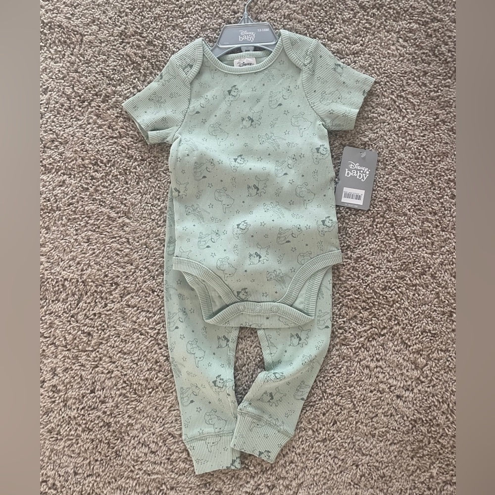 Baby Disney light green outfit 12-18 months NWT